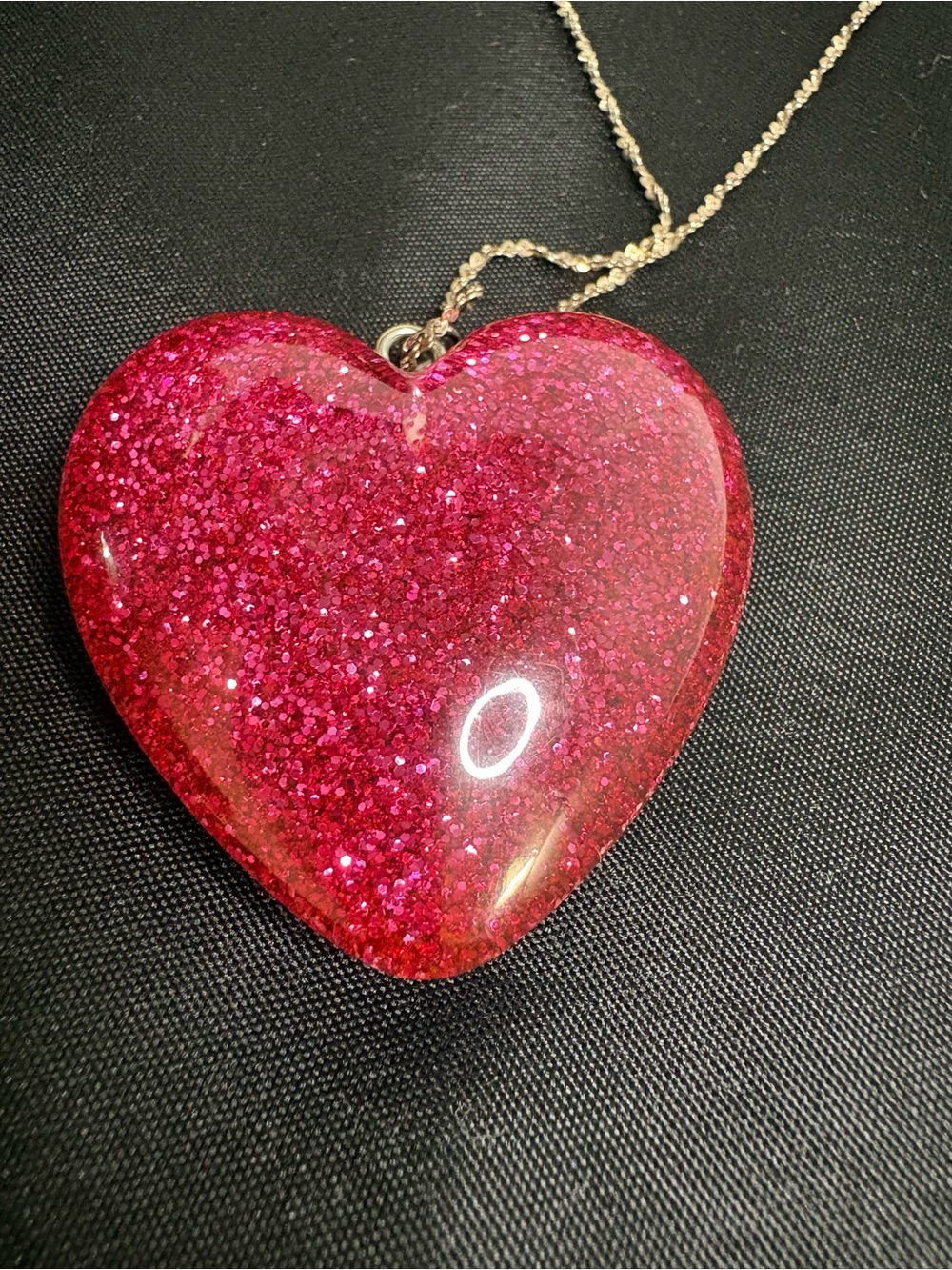 Vintage Pink, Sparkling Heart, Pendant, And 18 Inch Sterling Silver Chain